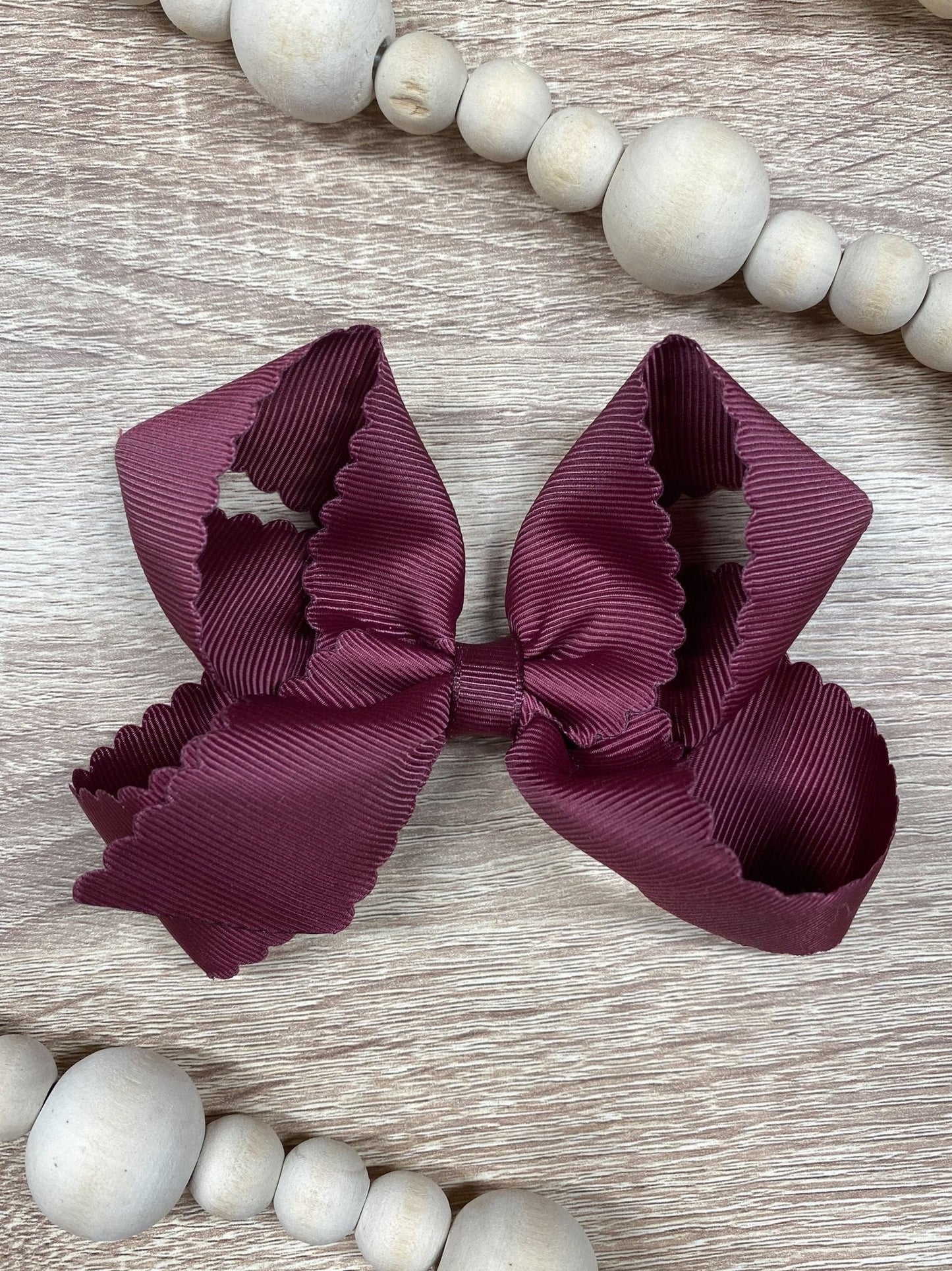 4.5" Classic Scalloped Hair Bow | Clip or Headband
