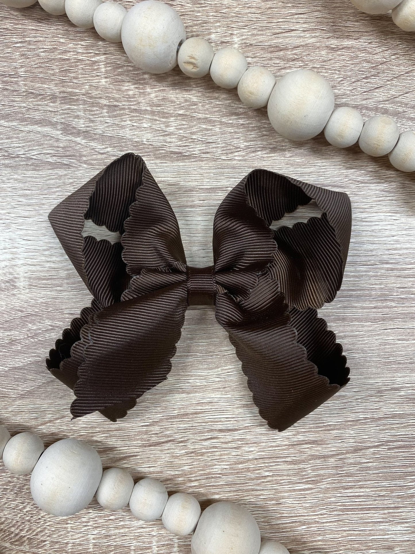 4.5" Classic Scalloped Hair Bow | Clip or Headband