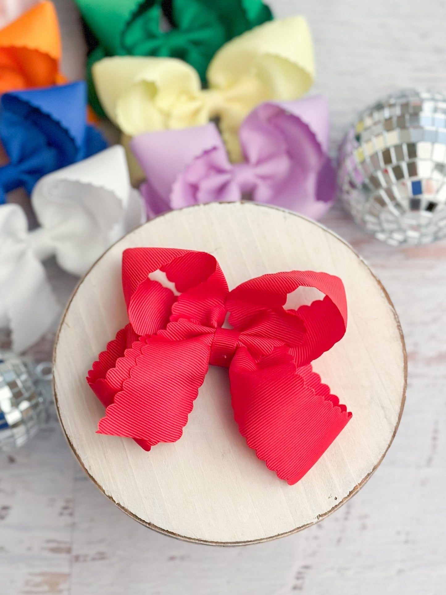4.5" Classic Scalloped Hair Bow | Clip or Headband