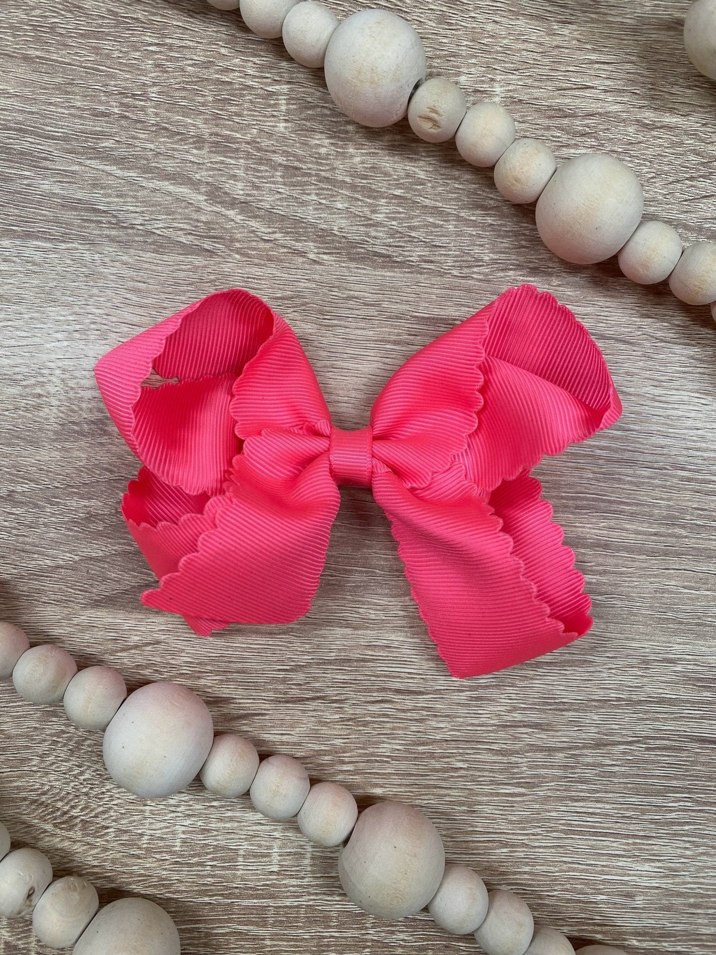 4.5" Classic Scalloped Hair Bow | Clip or Headband
