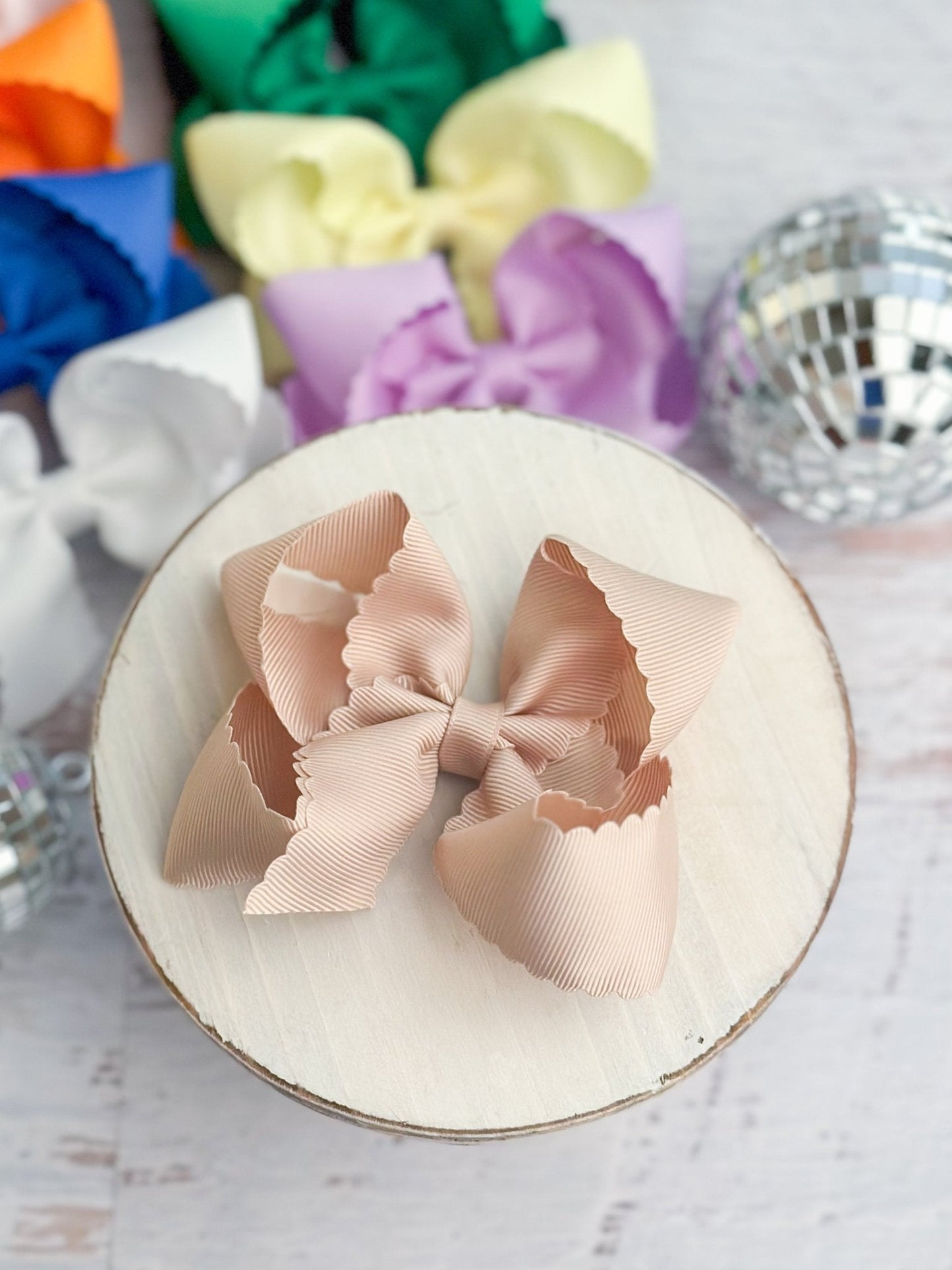 4.5" Classic Scalloped Hair Bow | Clip or Headband