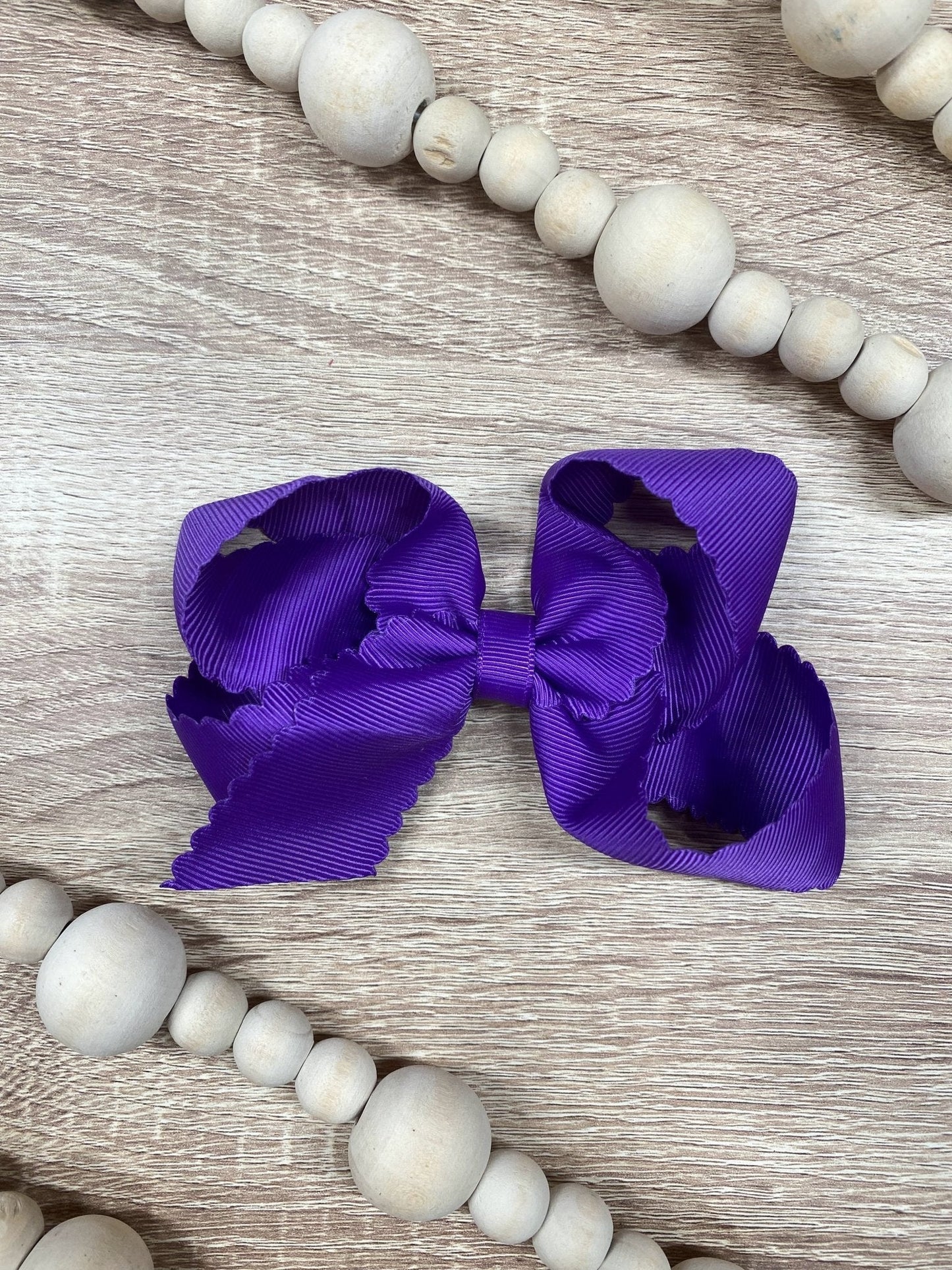 4.5" Classic Scalloped Hair Bow | Clip or Headband