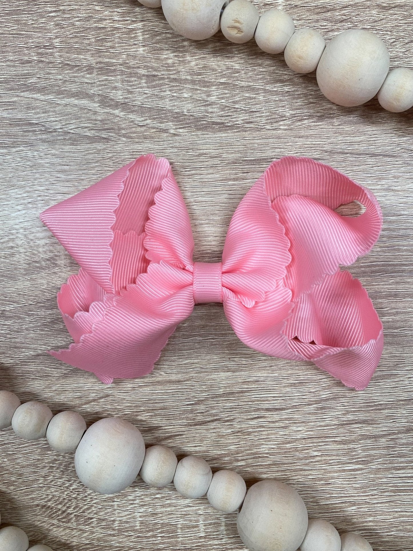 4.5" Classic Scalloped Hair Bow | Clip or Headband