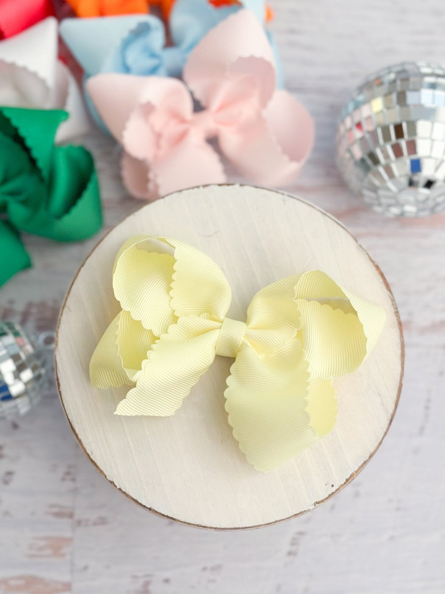4.5" Classic Scalloped Hair Bow | Clip or Headband