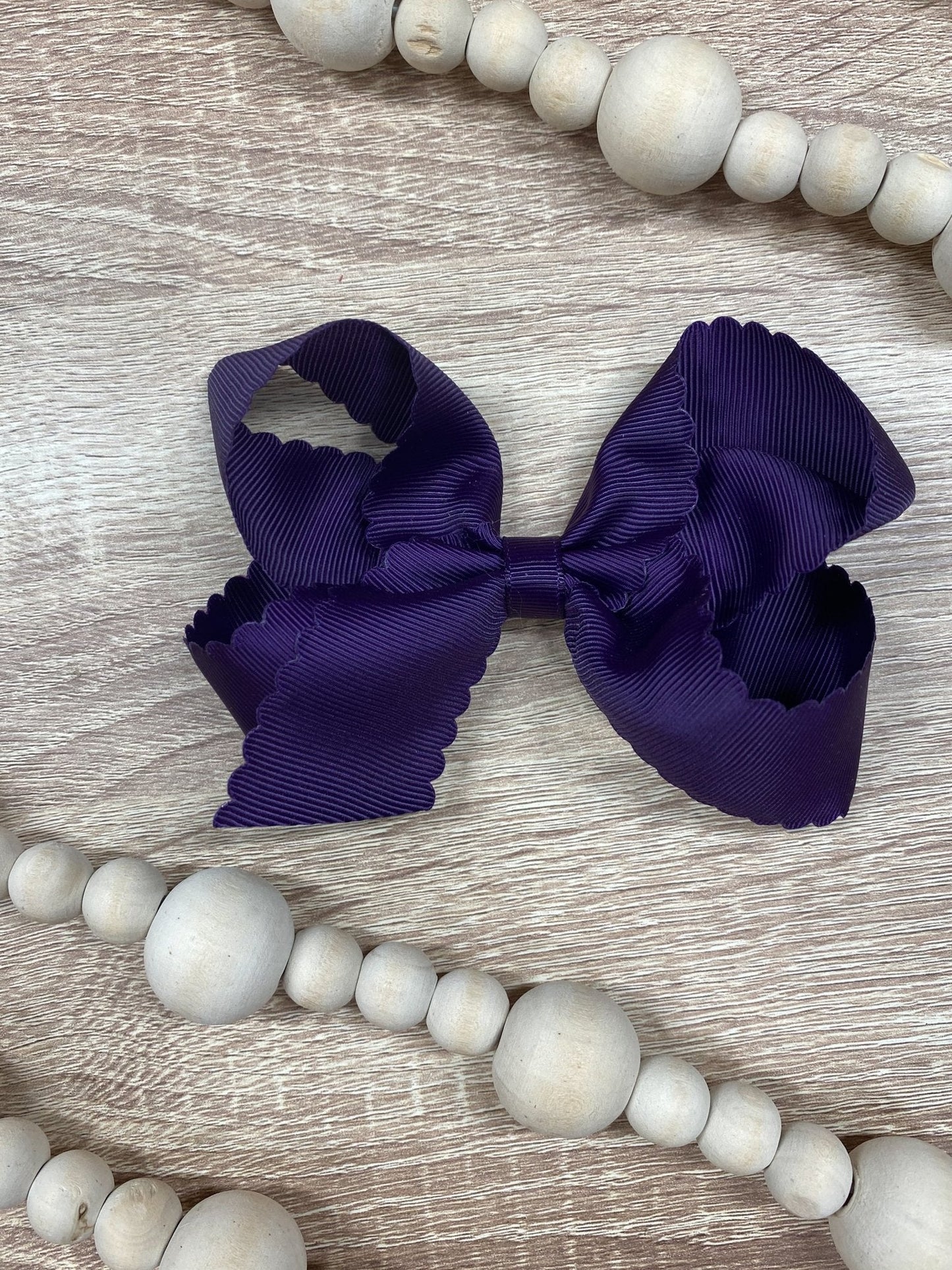 4.5" Classic Scalloped Hair Bow | Clip or Headband