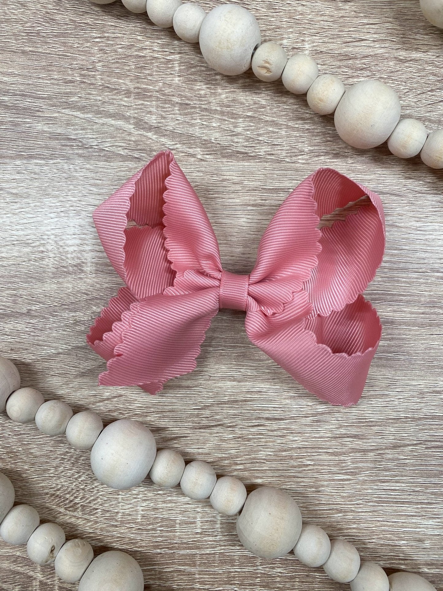 4.5" Classic Scalloped Hair Bow | Clip or Headband