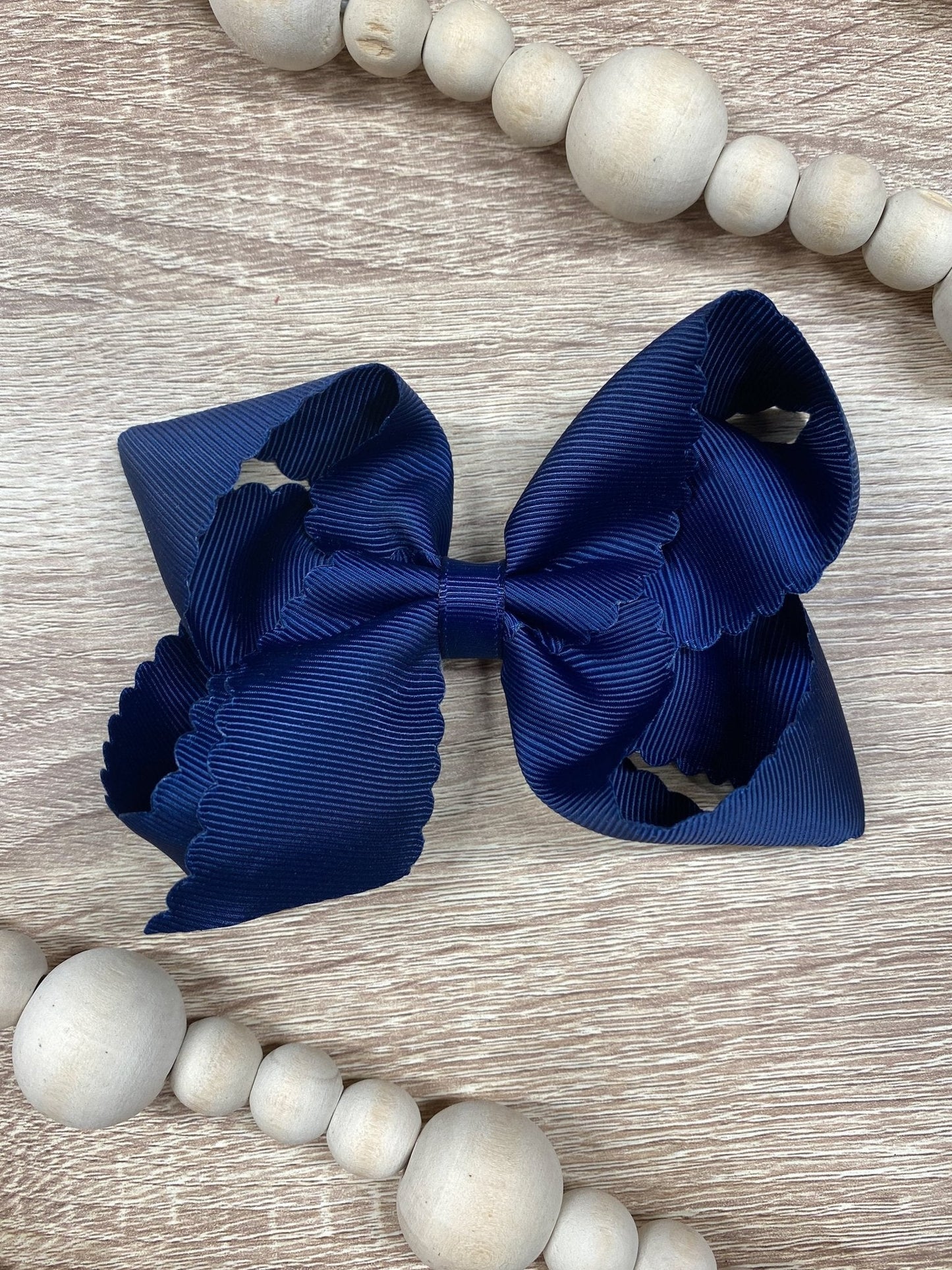 4.5" Classic Scalloped Hair Bow | Clip or Headband