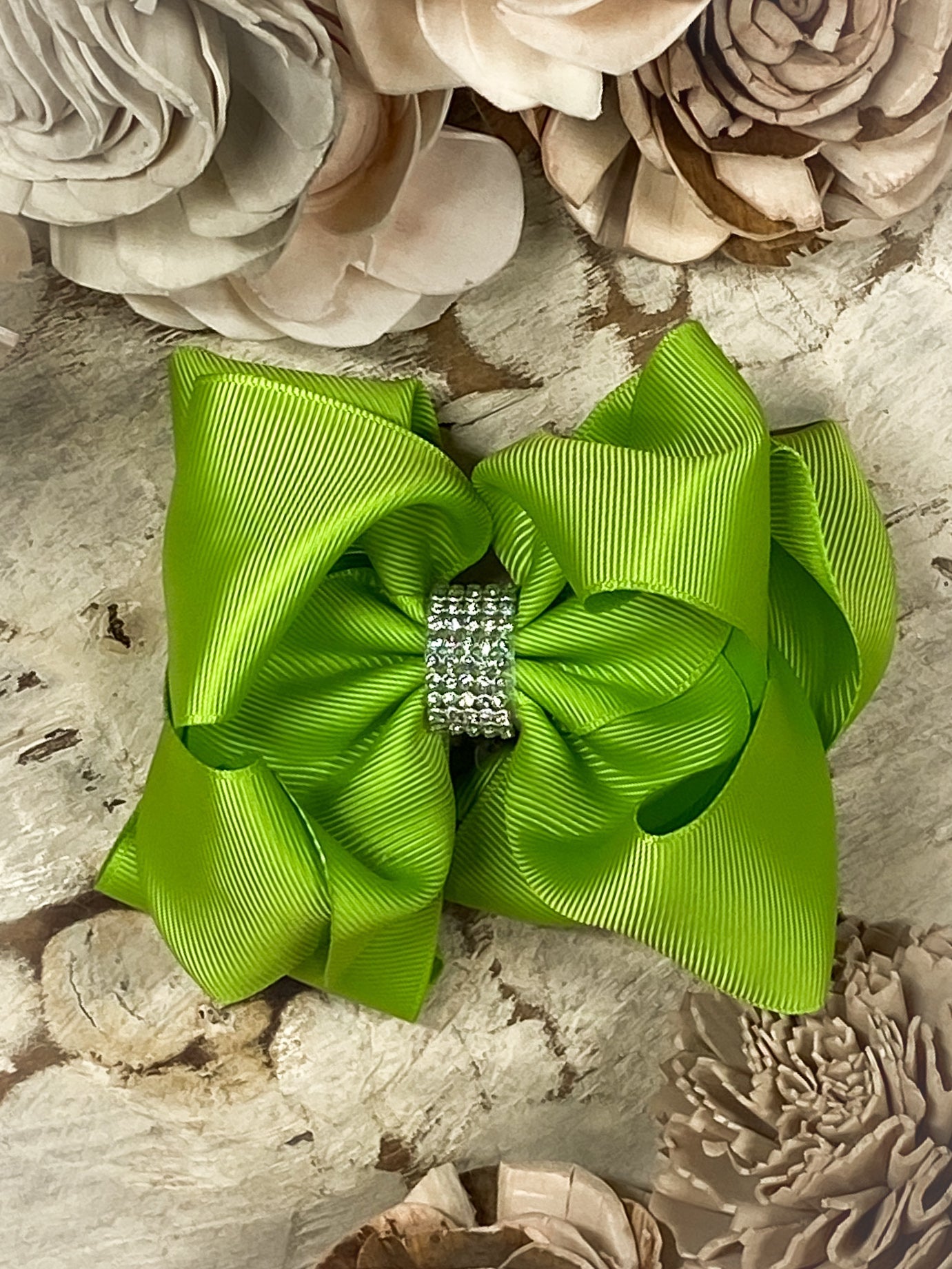 4.5" Classic Size Rhinestone Center Hair Bows | Alligator Clip
