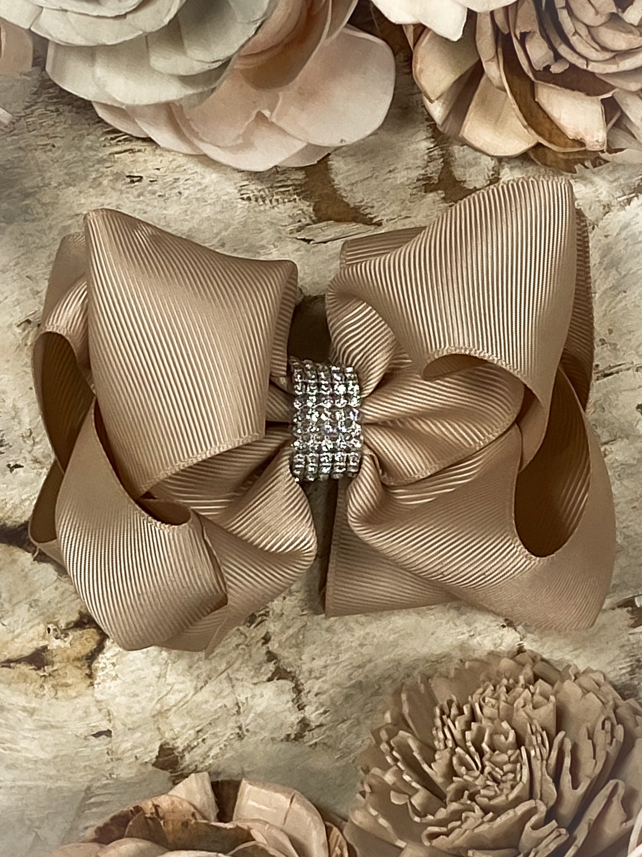 4.5" Classic Size Rhinestone Center Hair Bows | Alligator Clip