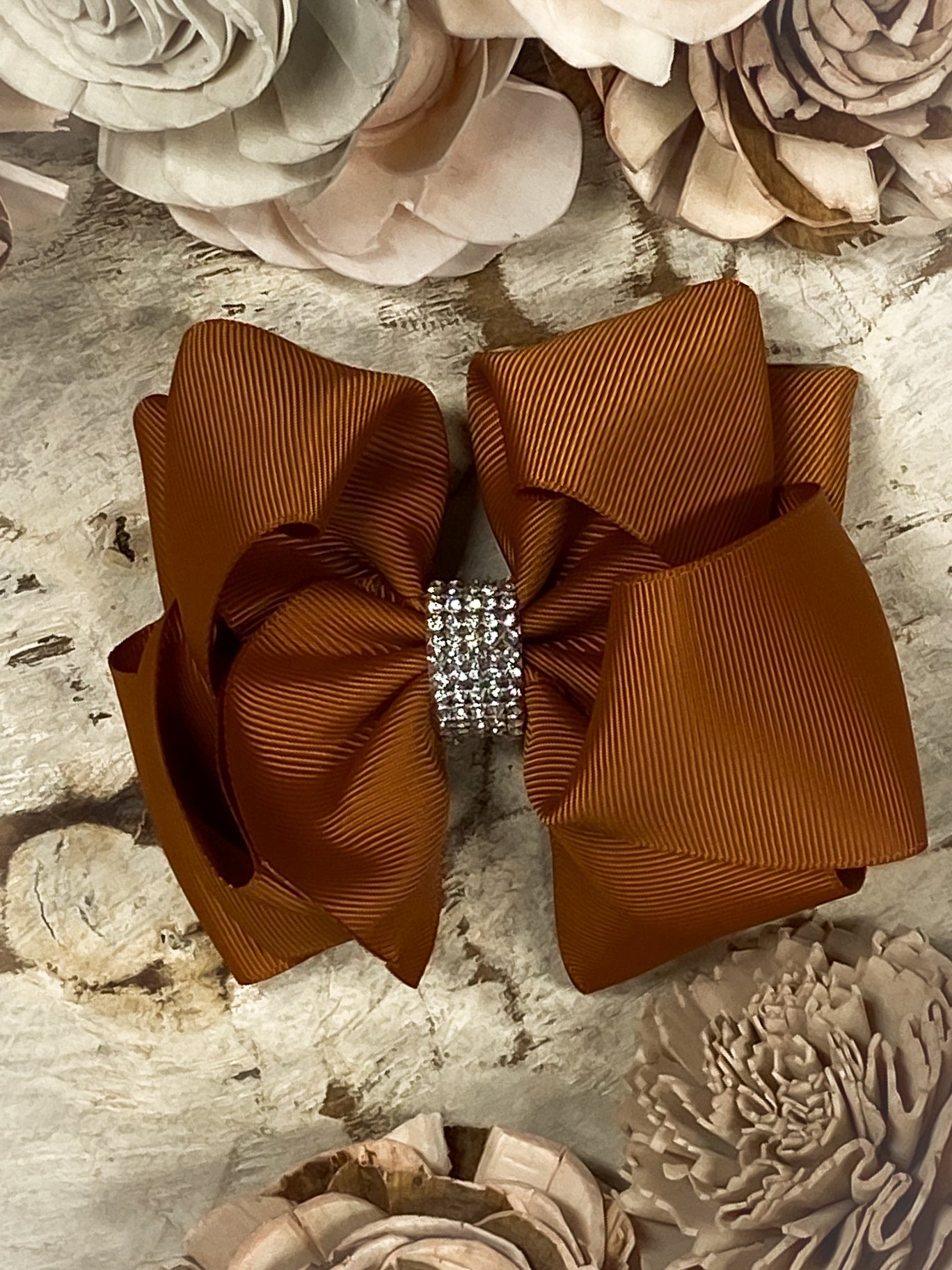 4.5" Classic Size Rhinestone Center Hair Bows | Alligator Clip