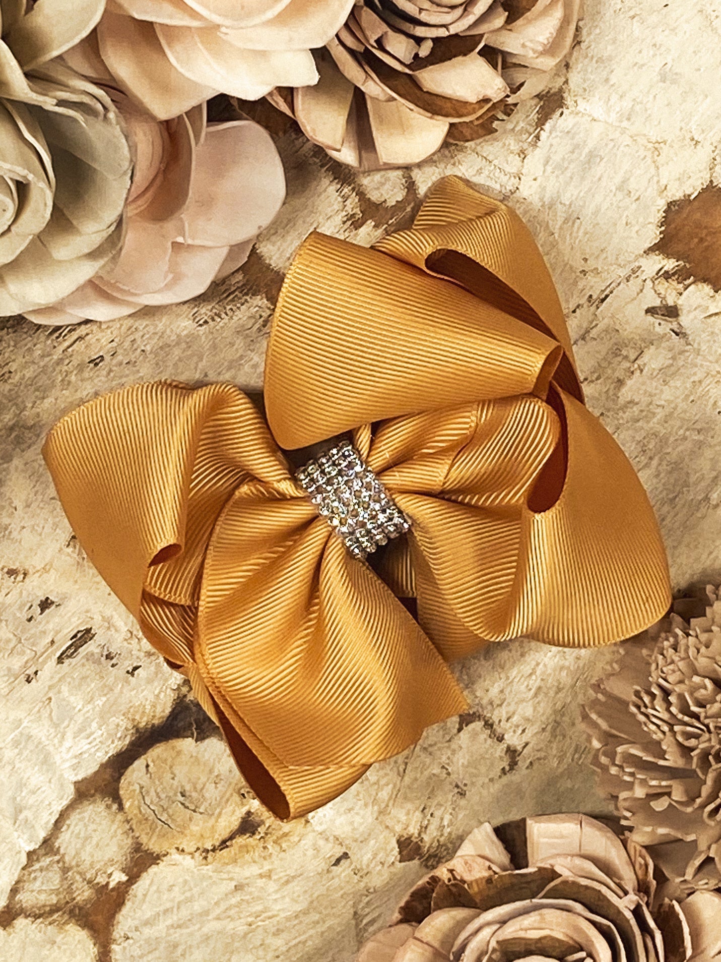 4.5" Classic Size Rhinestone Center Hair Bows | Alligator Clip