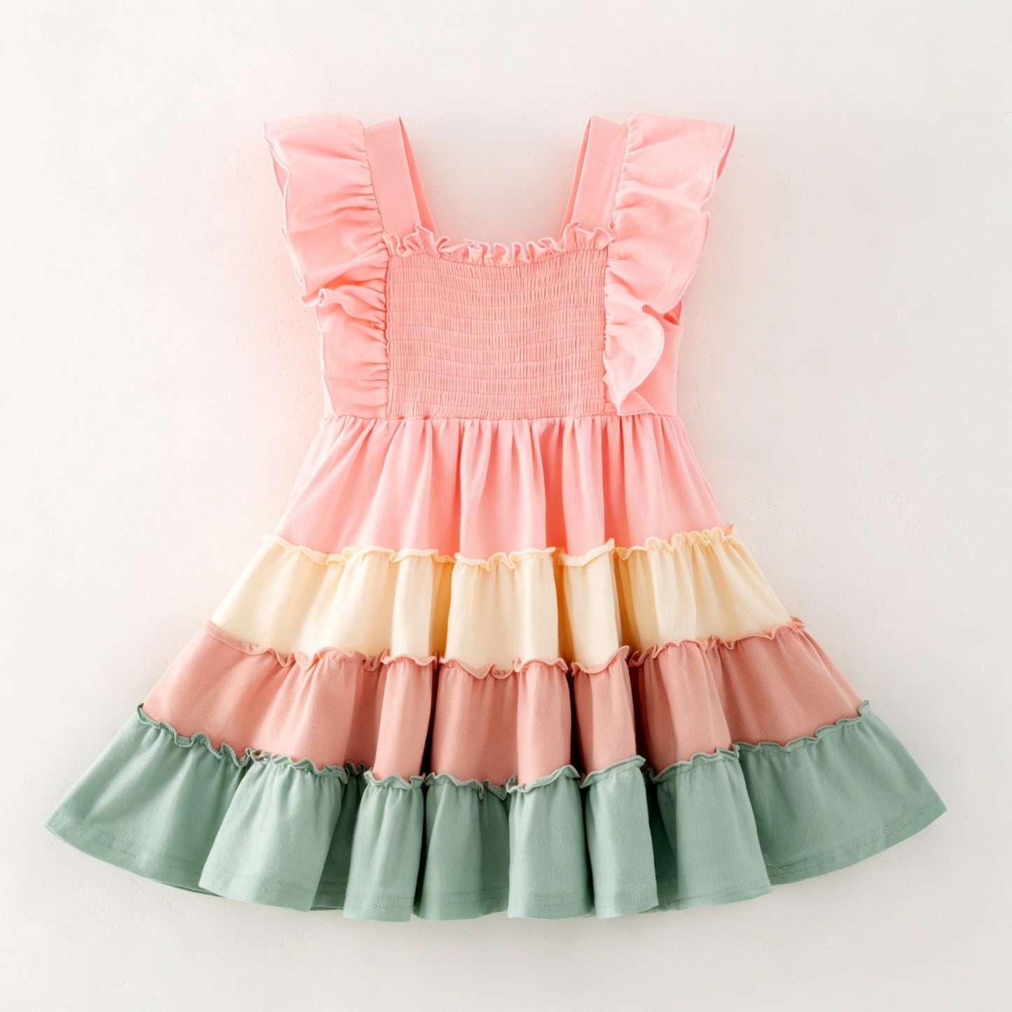 Cotton Candy Ruffle Dress | Girls Pastel Tiered Twirl Dress