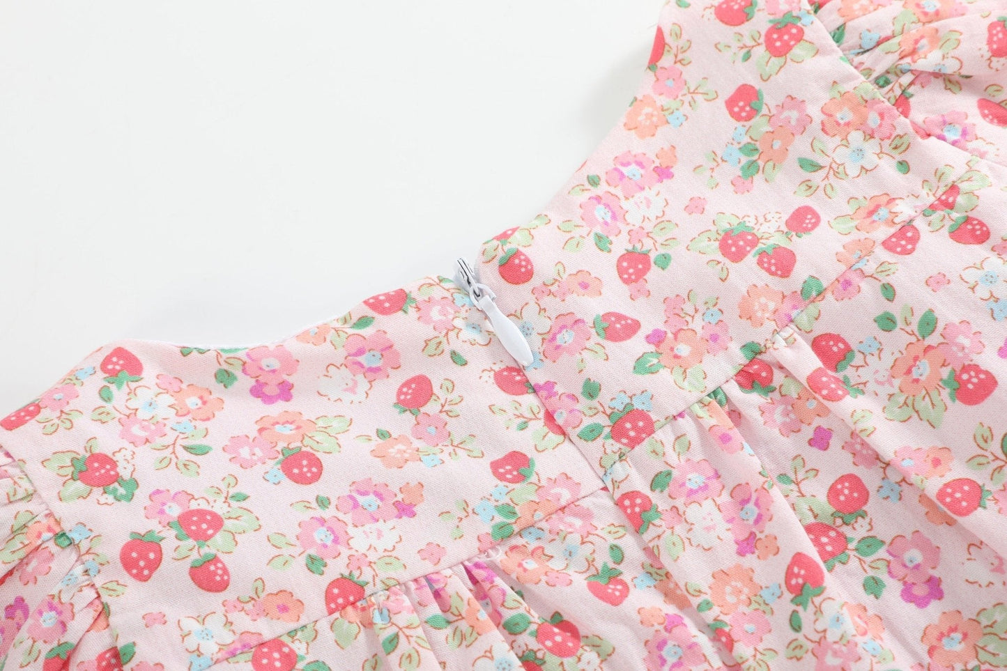 Floral Strawberry Smocked Flutter Dress