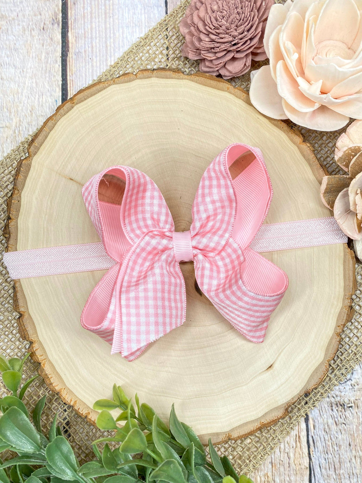 Gingham Classic Boutique Hair Bow | Clip or Headband