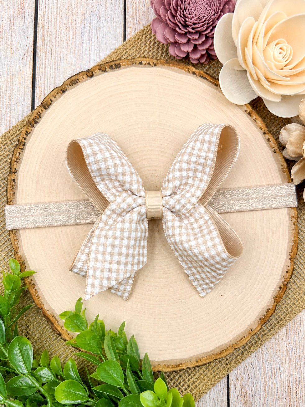 Gingham Classic Boutique Hair Bow | Clip or Headband