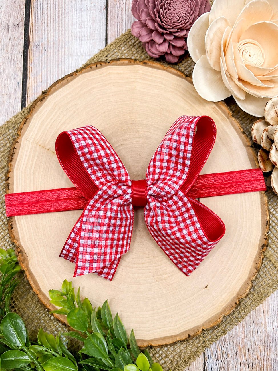 Gingham Classic Boutique Hair Bow | Clip or Headband
