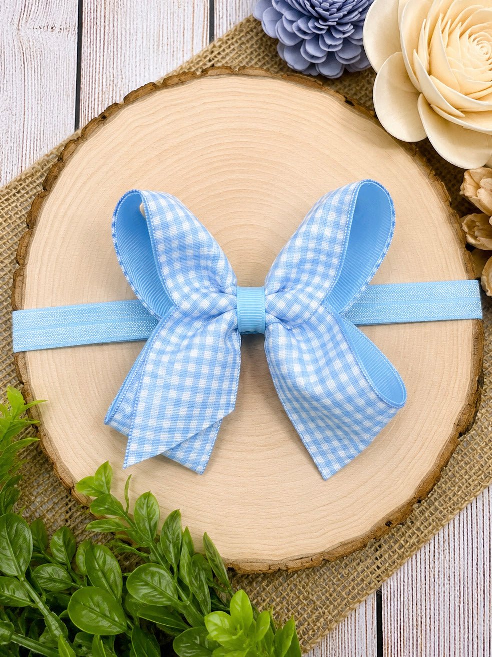 Gingham Classic Boutique Hair Bow | Clip or Headband