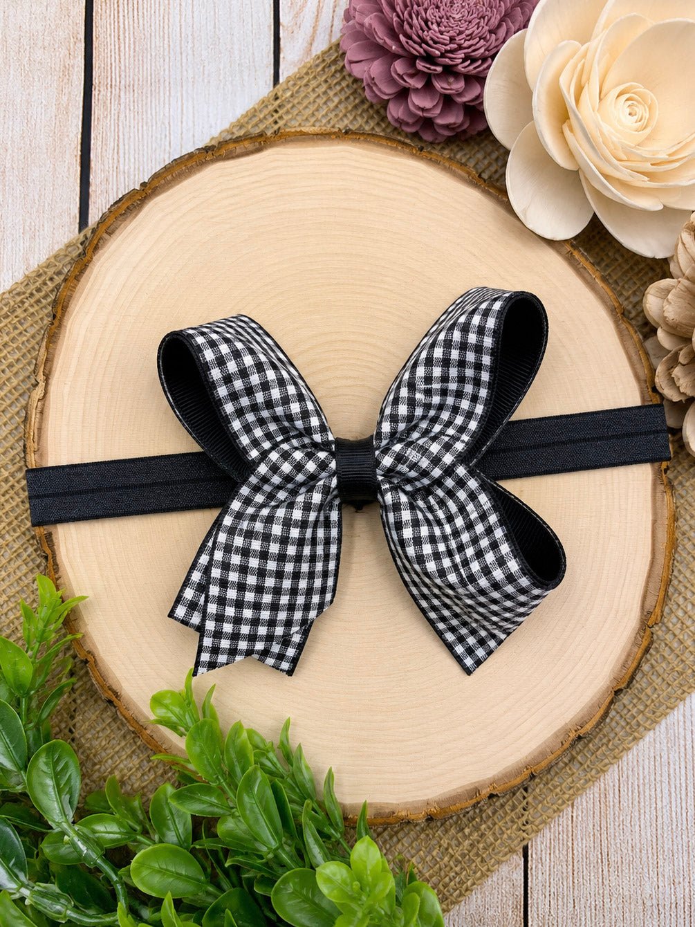 Gingham Classic Boutique Hair Bow | Clip or Headband