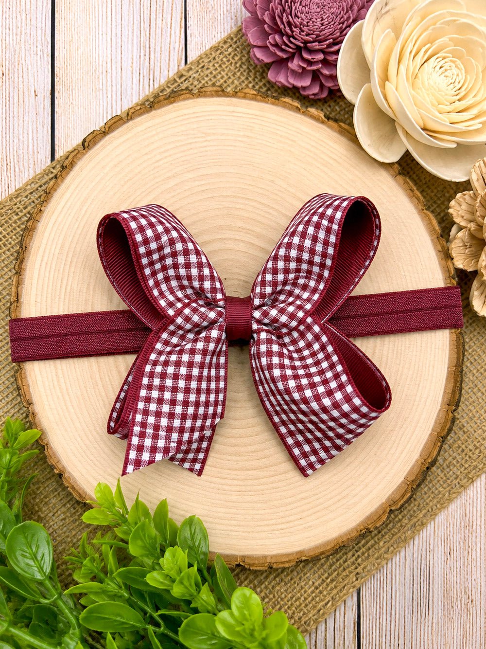 Gingham Classic Boutique Hair Bow | Clip or Headband