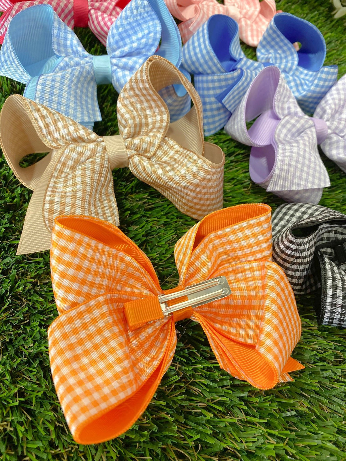 Gingham Classic Boutique Hair Bow | Clip or Headband