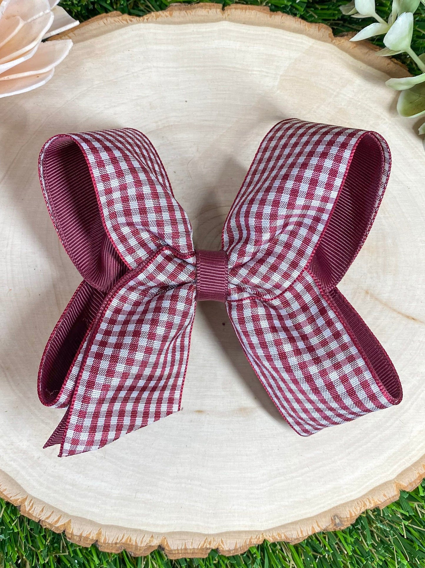 Gingham Classic Boutique Hair Bow | Clip or Headband