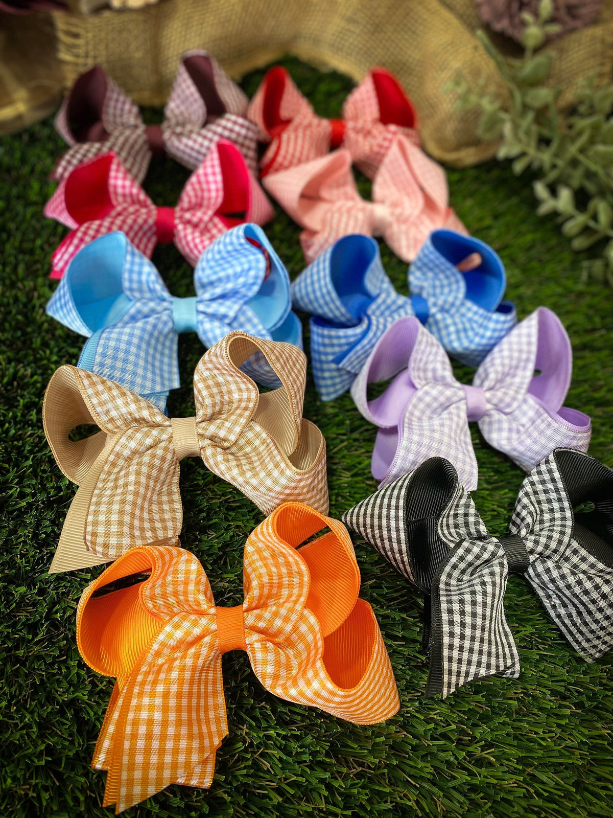 Gingham Classic Boutique Hair Bow | Clip or Headband