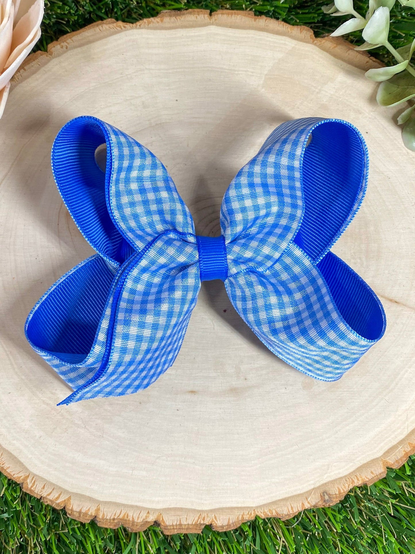 Gingham Classic Boutique Hair Bow | Clip or Headband