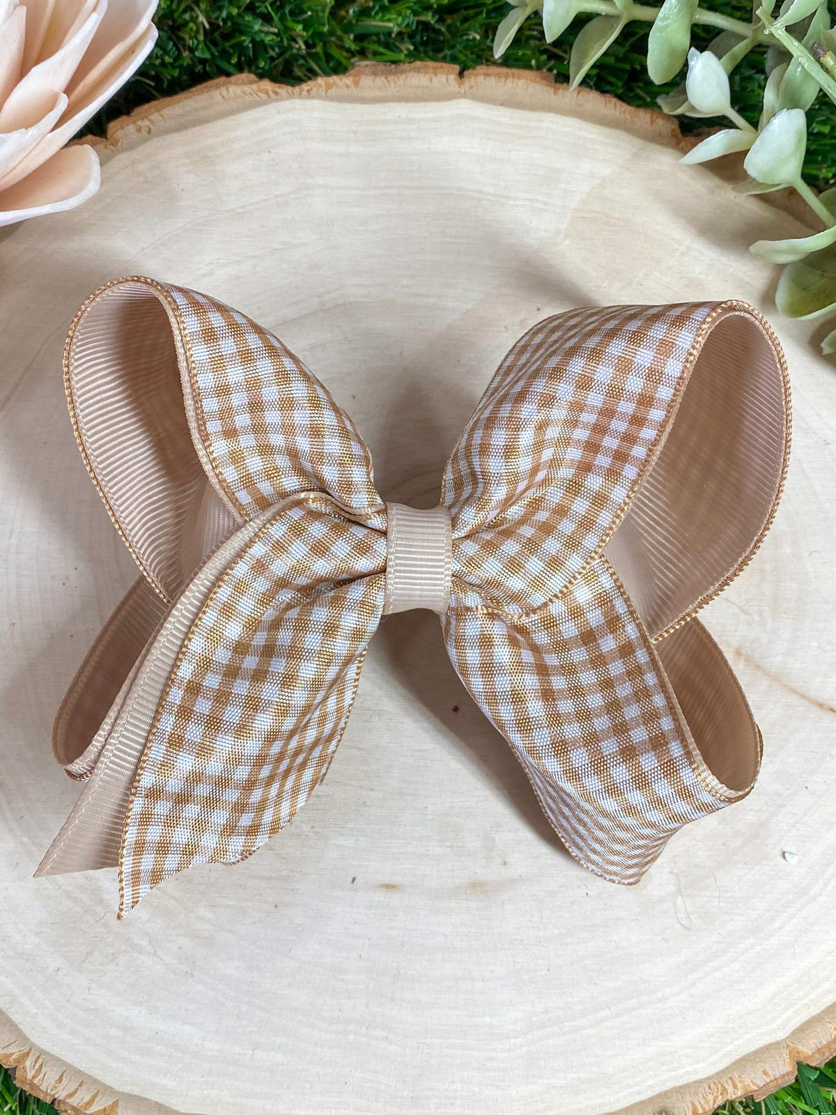 Gingham Classic Boutique Hair Bow | Clip or Headband