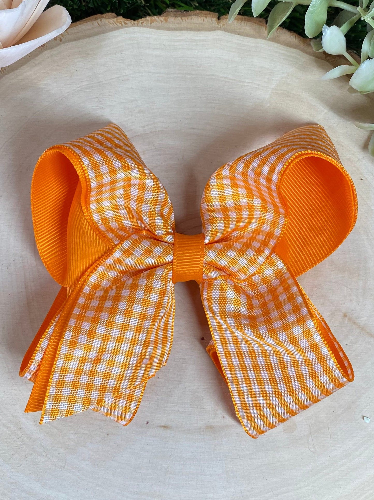 Gingham Classic Boutique Hair Bow | Clip or Headband