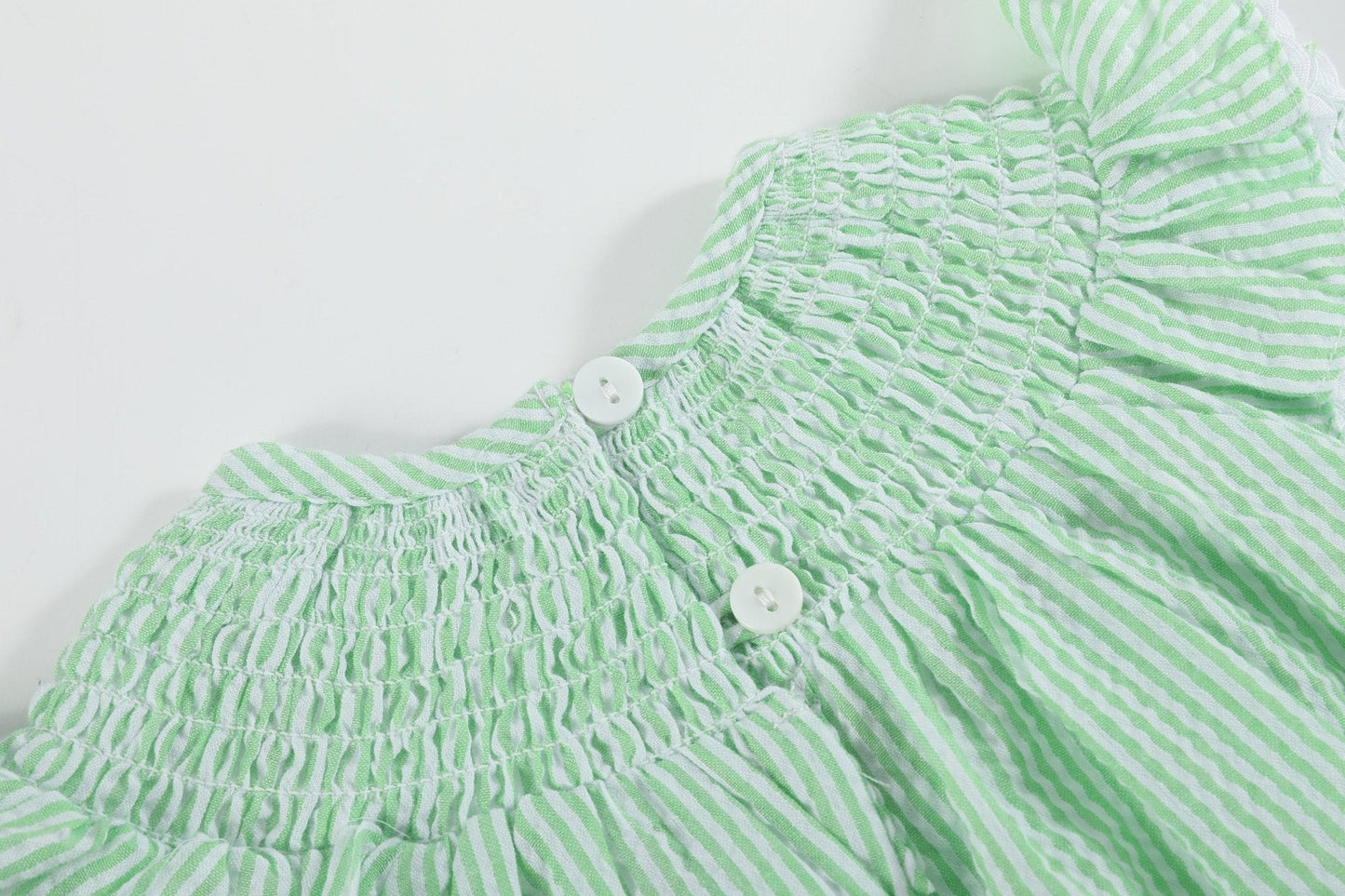 Green Seersucker Bunny Smocked Flutter Romper