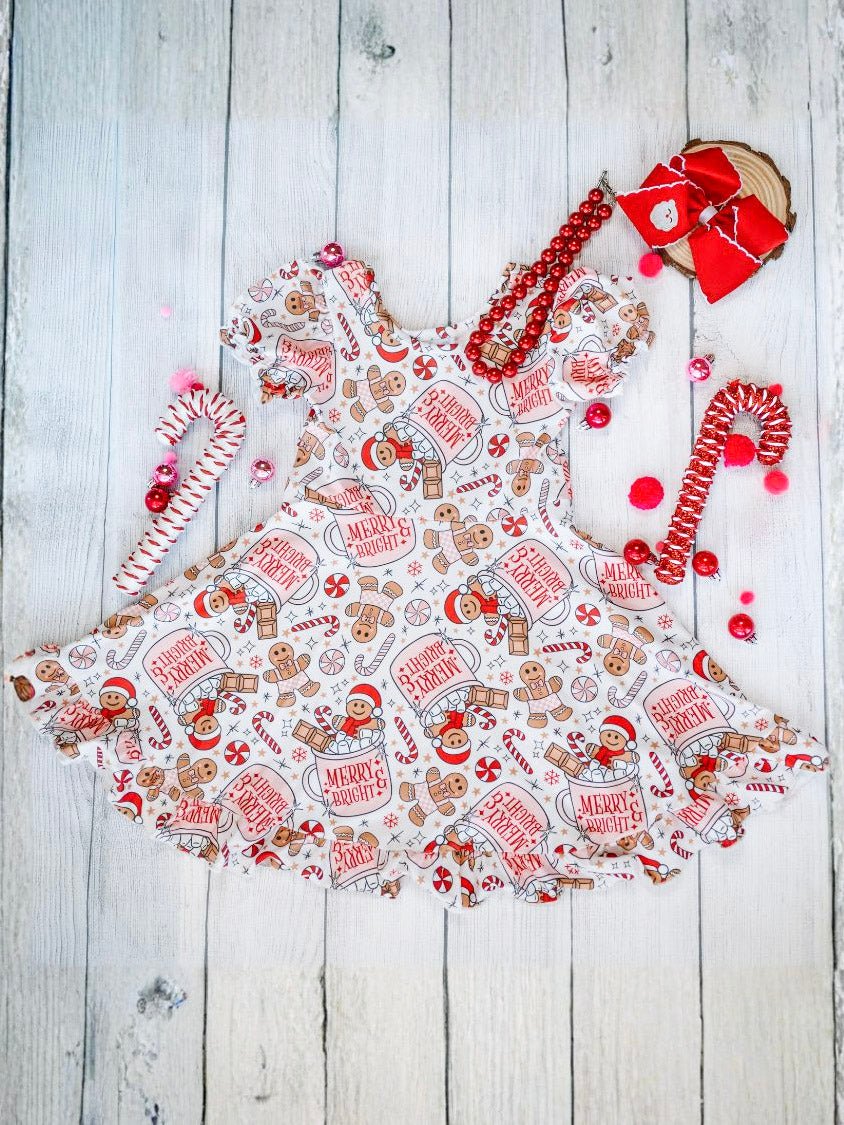 Hot Cocoa & Gingerbread Dreams Twirl Christmas Dress
