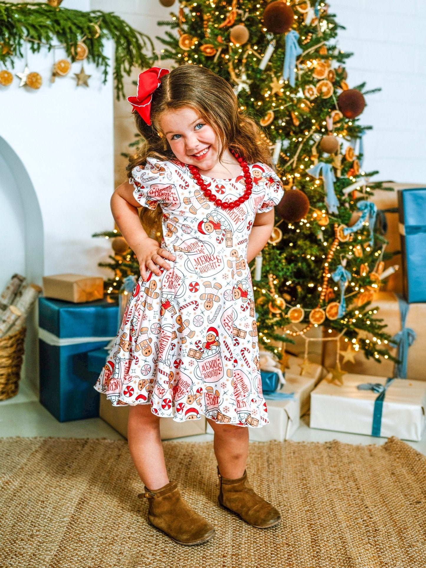 Hot Cocoa & Gingerbread Dreams Twirl Christmas Dress