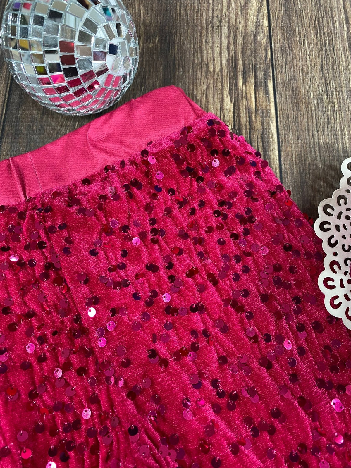 Hot Pink Sequin Girls Bell Bottoms