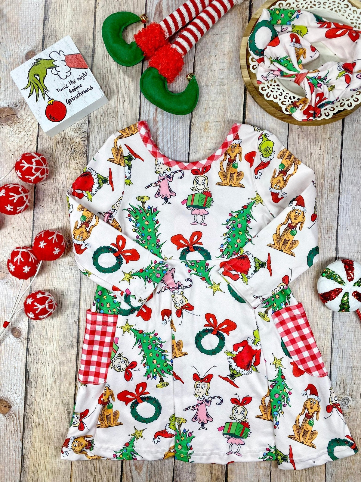 It's Grinchmas Time Girls Twirl Dress