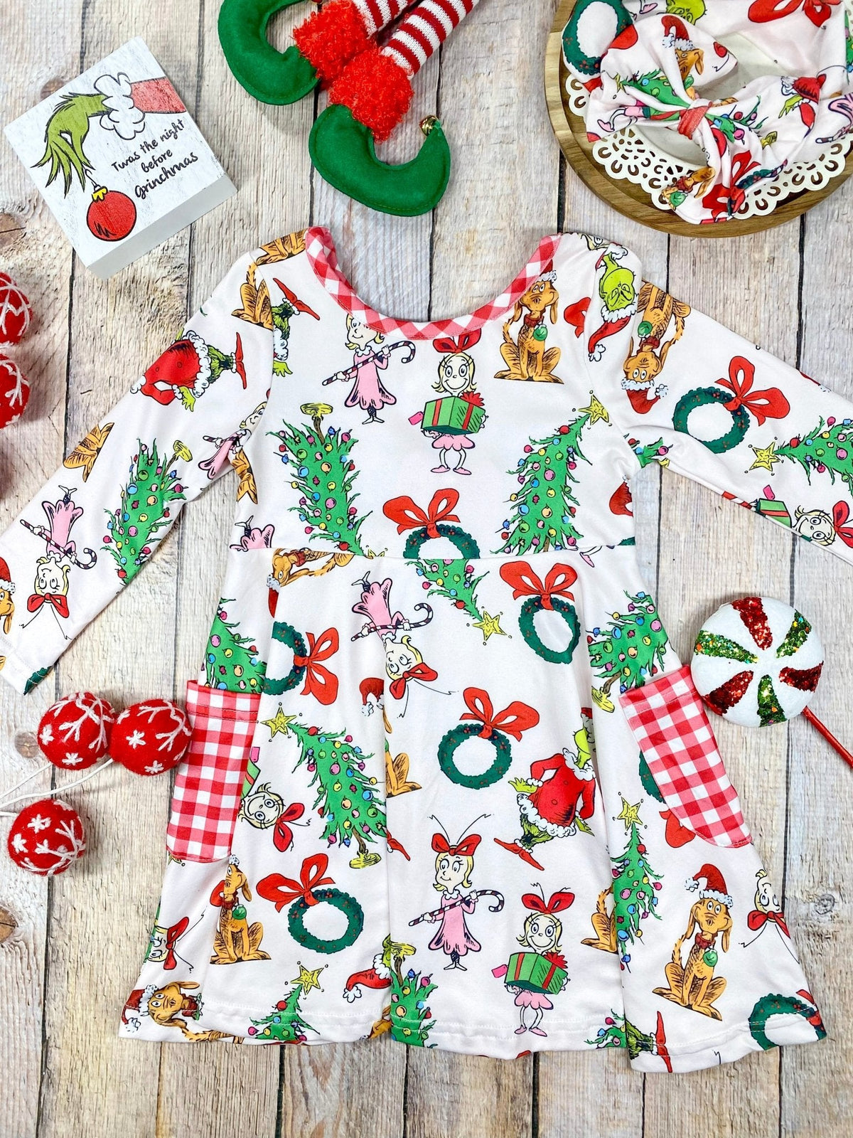 It's Grinchmas Time Girls Twirl Dress