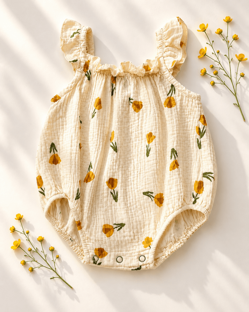 Ivy Flutter Sleeve Bubble Romper - Buttercup Bloom