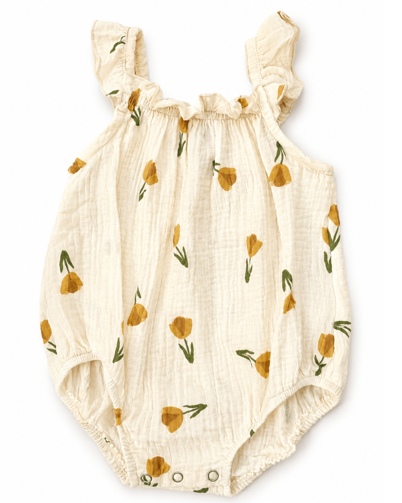 Ivy Flutter Sleeve Bubble Romper - Buttercup Bloom