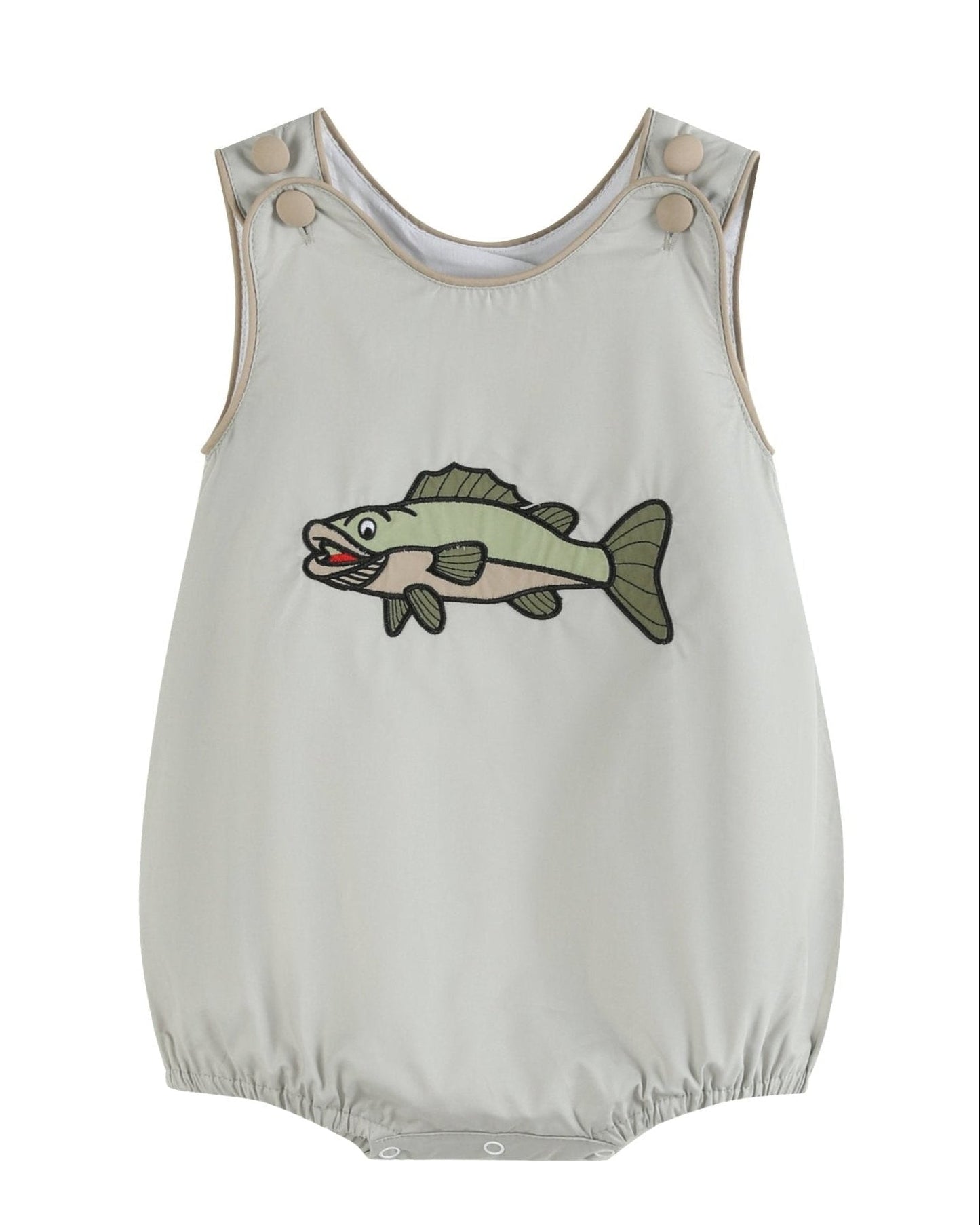 Khaki Green Fish Bubble Romper