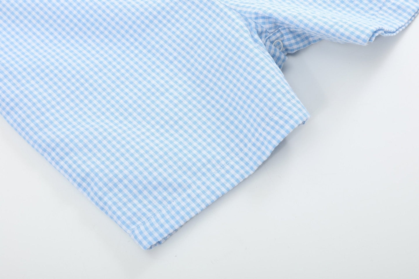 Light Blue Gingham Bunny Applique Shortalls