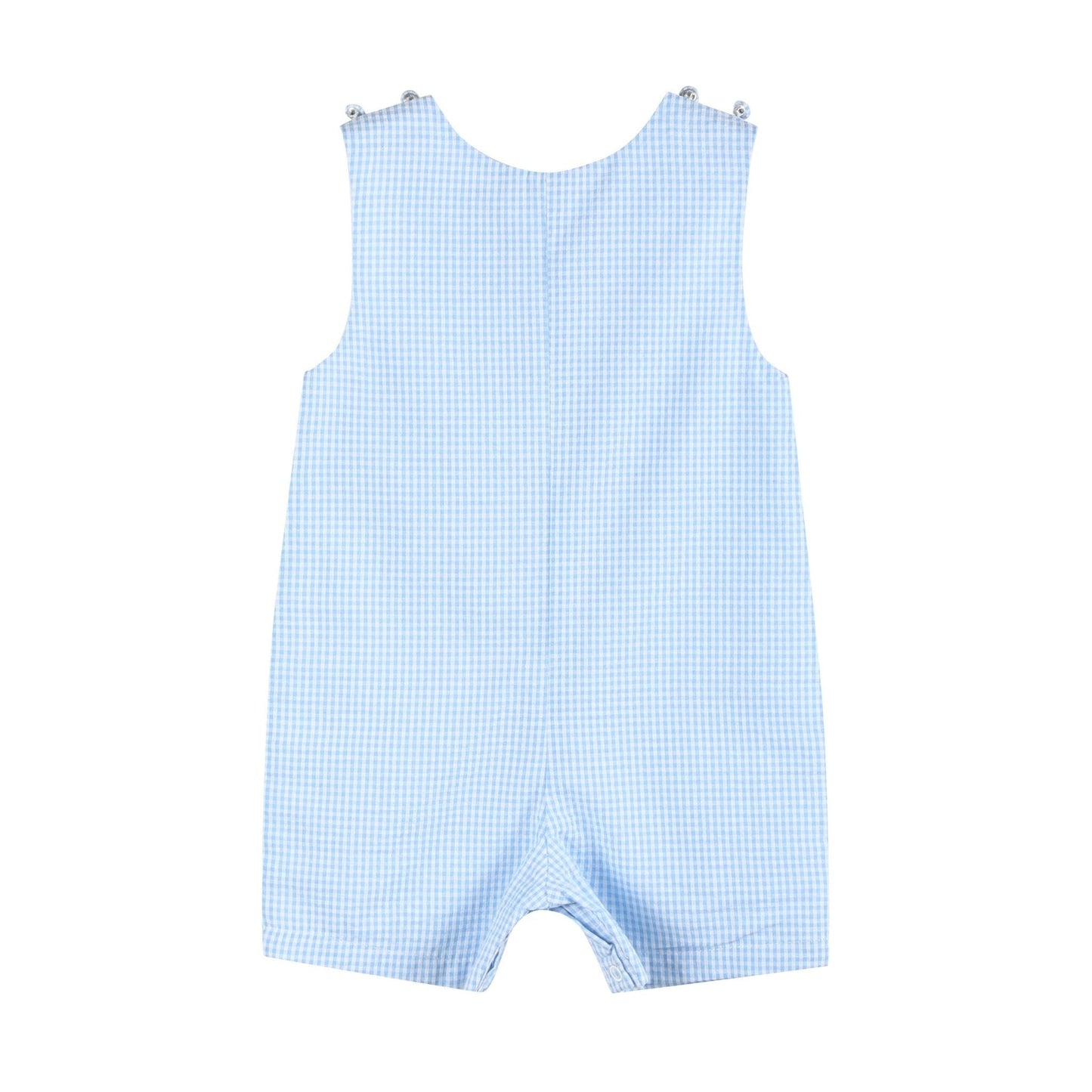 Light Blue Gingham Bunny Applique Shortalls
