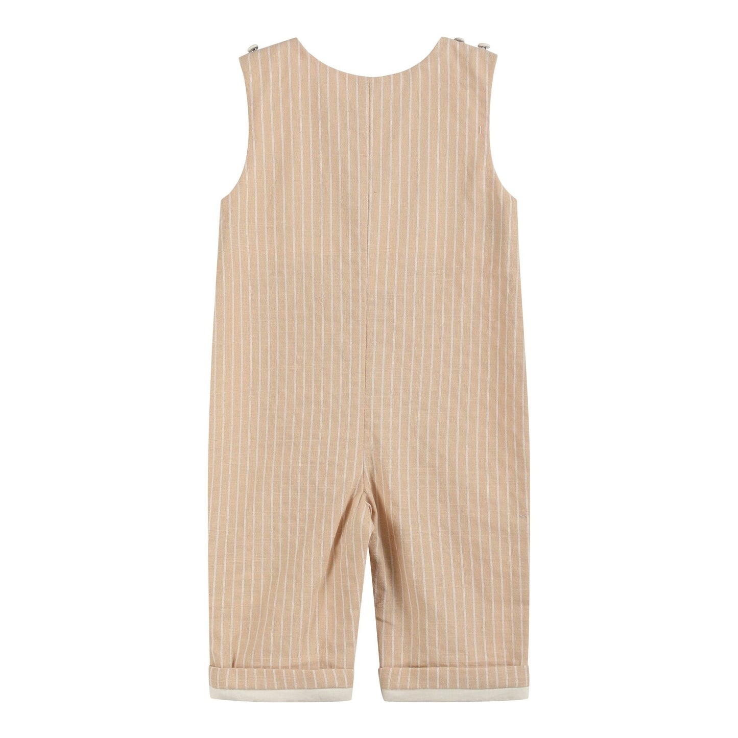 Light Brown Pinstripe Pumpkin Smocked Longalls