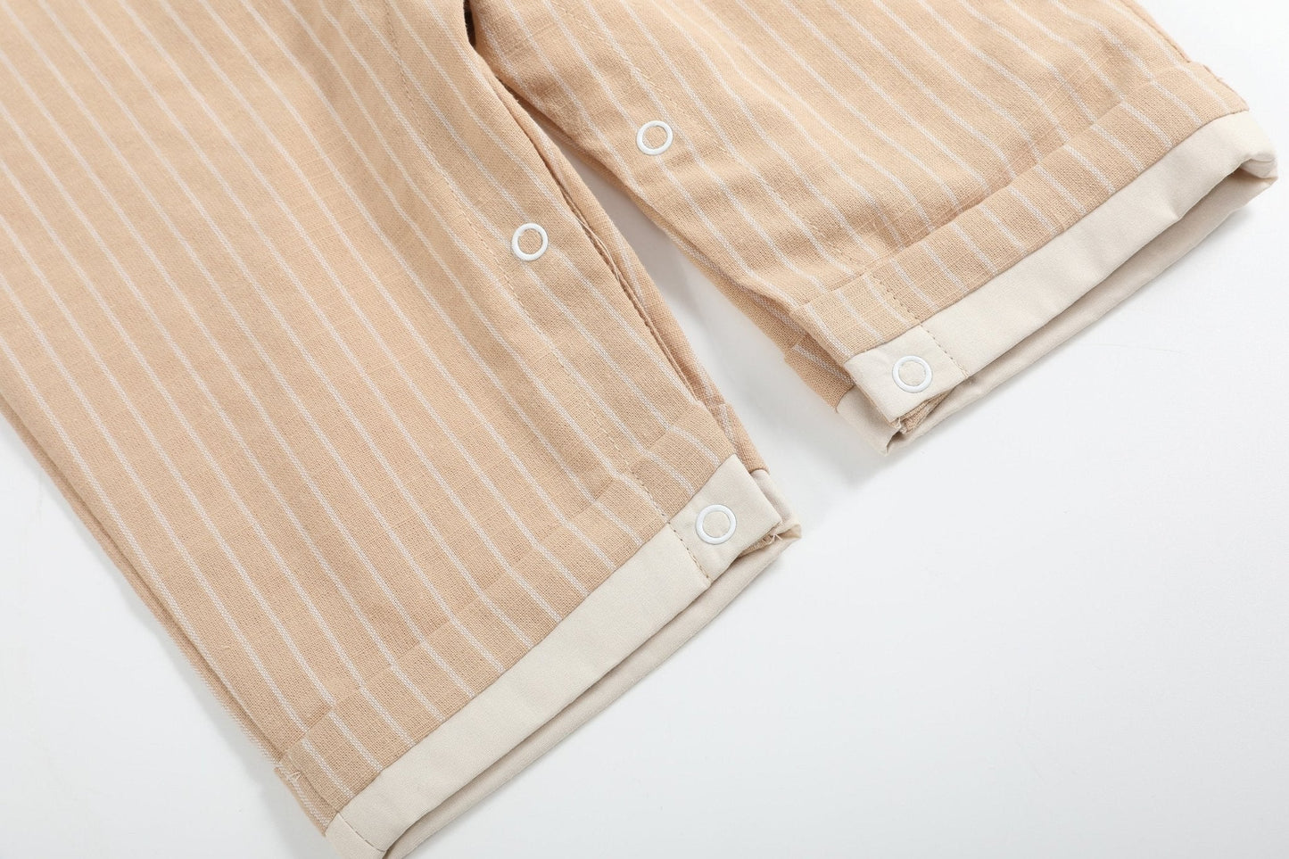 Light Brown Pinstripe Pumpkin Smocked Longalls