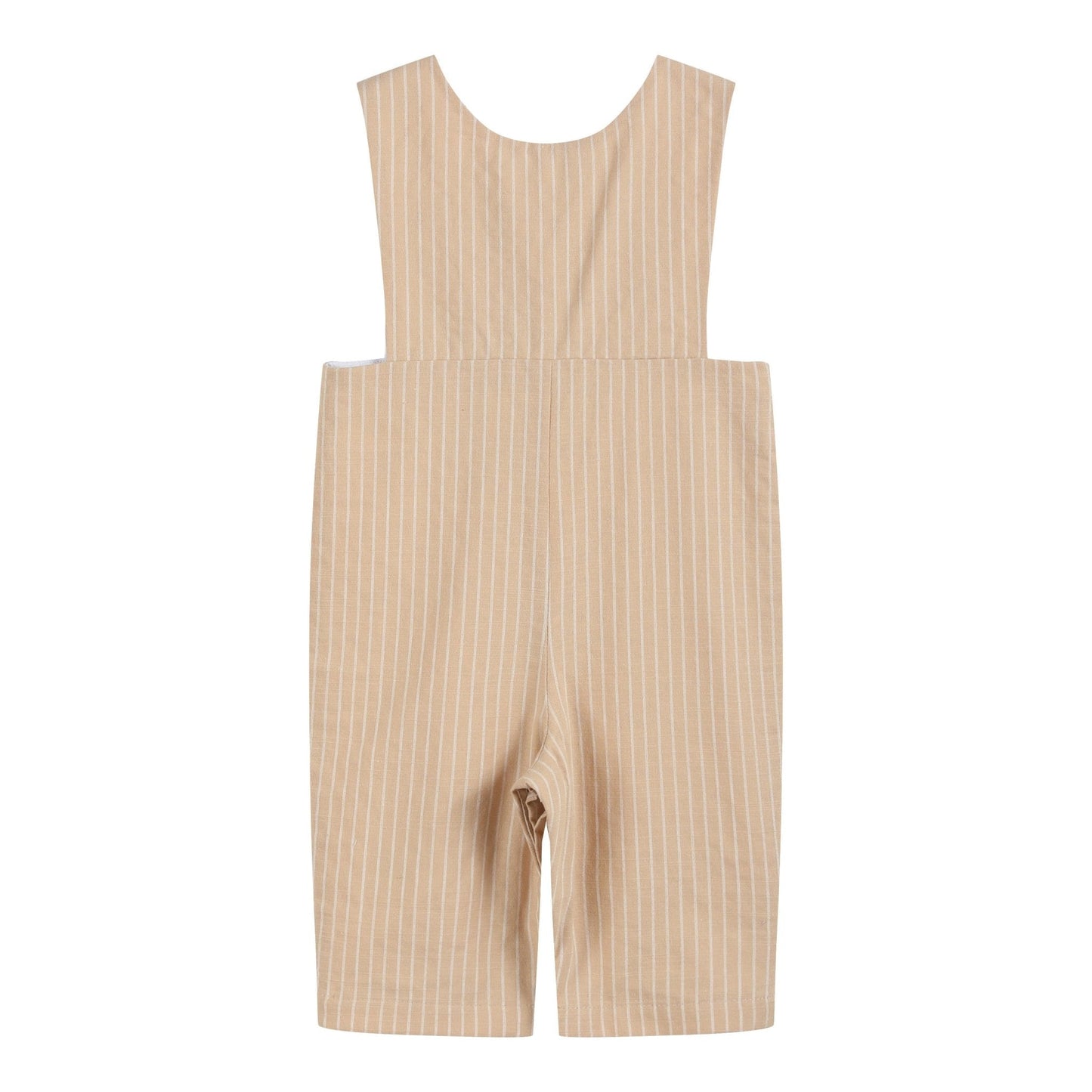 Light Brown Pinstripe Smocked Longalls