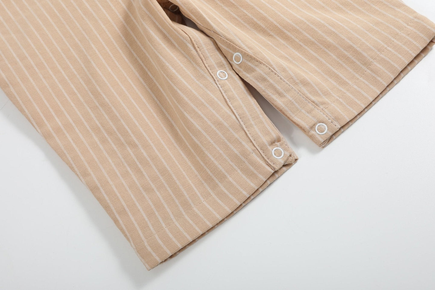 Light Brown Pinstripe Smocked Longalls