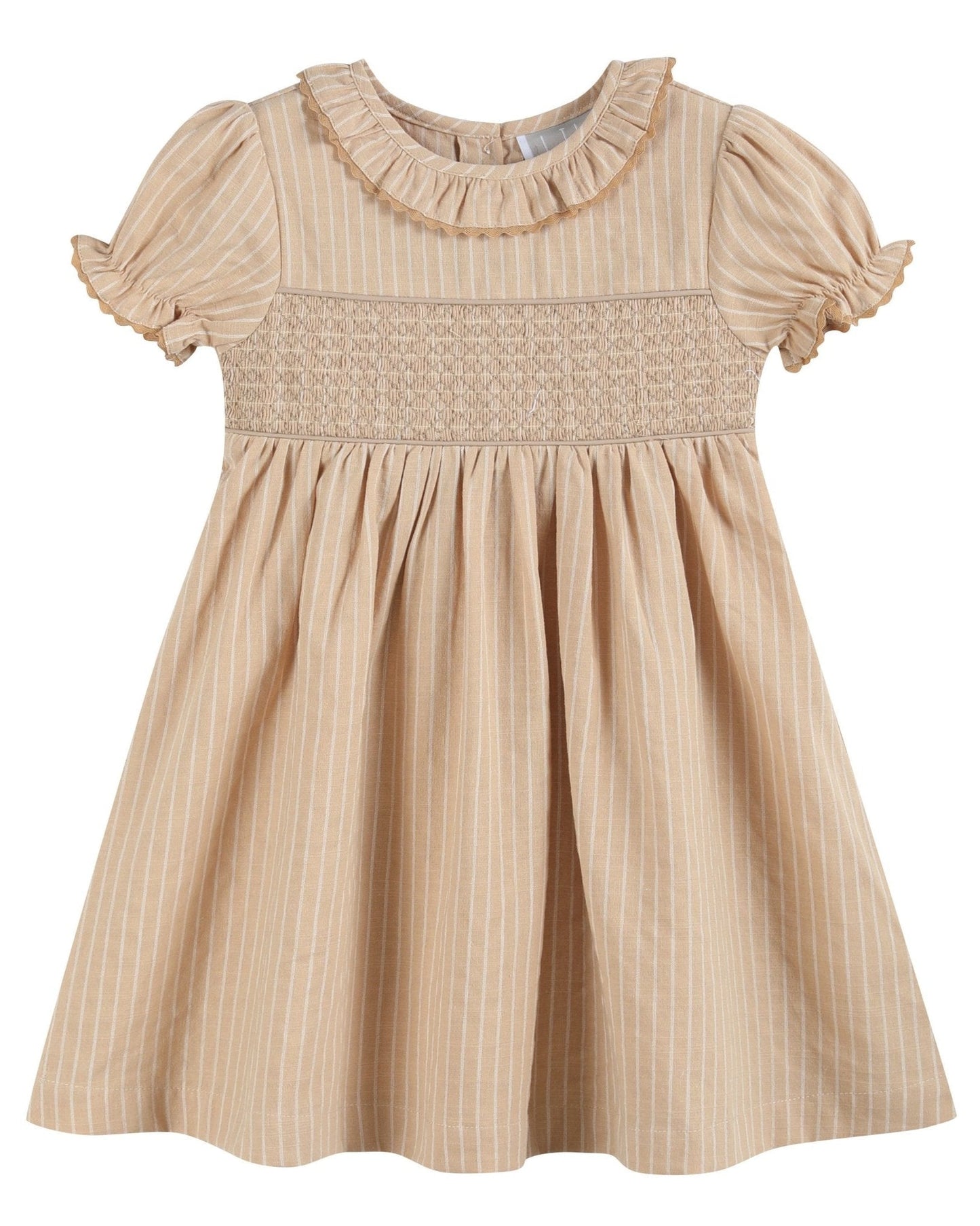 Light Brown Smocked Ruffle Dress