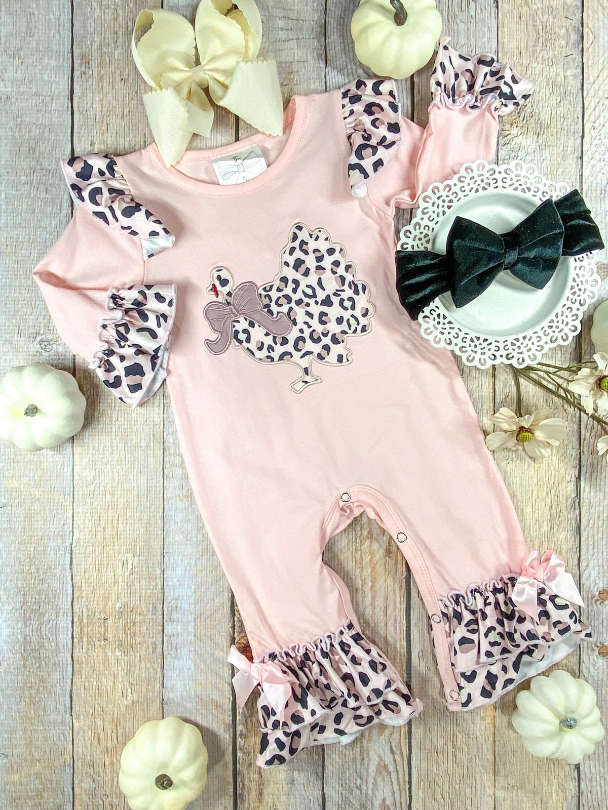 Light Pink Animal Print Turkey Girls Infant Onesie