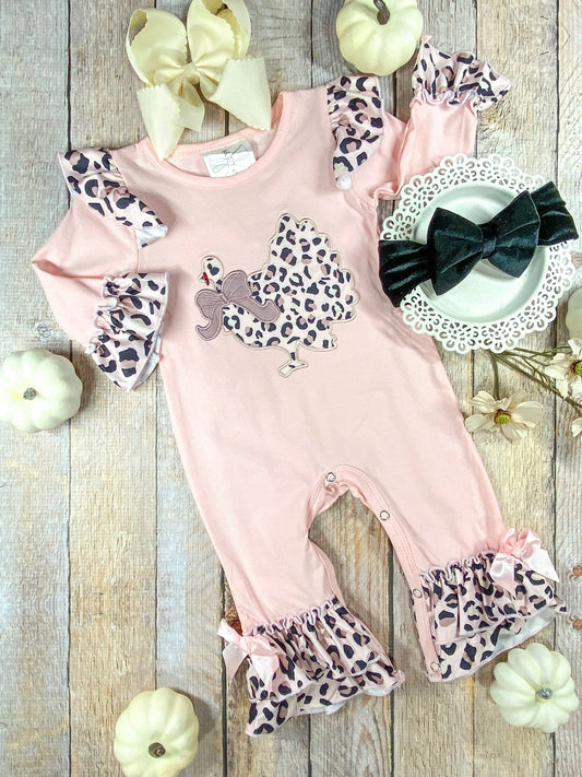 Light Pink Animal Print Turkey Girls Infant Onesie