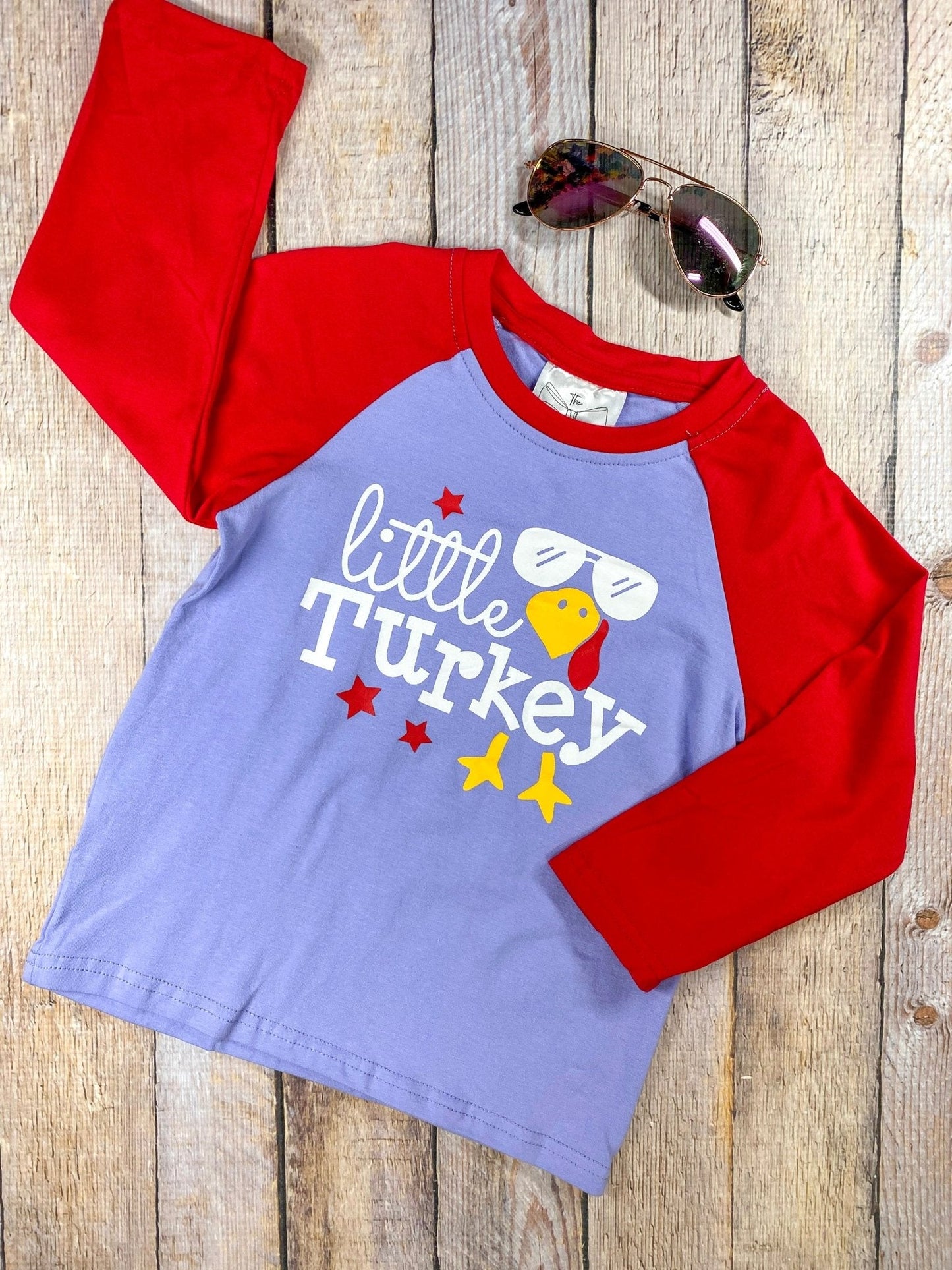 Little Turkey Boy's Long Sleeve Thanksgiving Raglan Shirt
