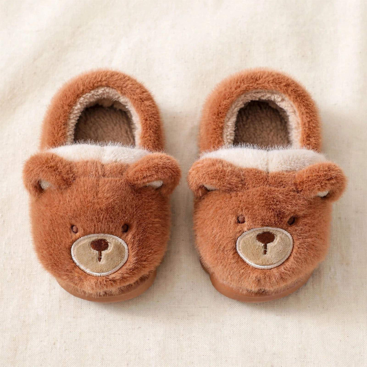 Kids’ Fuzzy House Slippers | Warm Non-Slip Toddler Slippers — Bear & Bunny