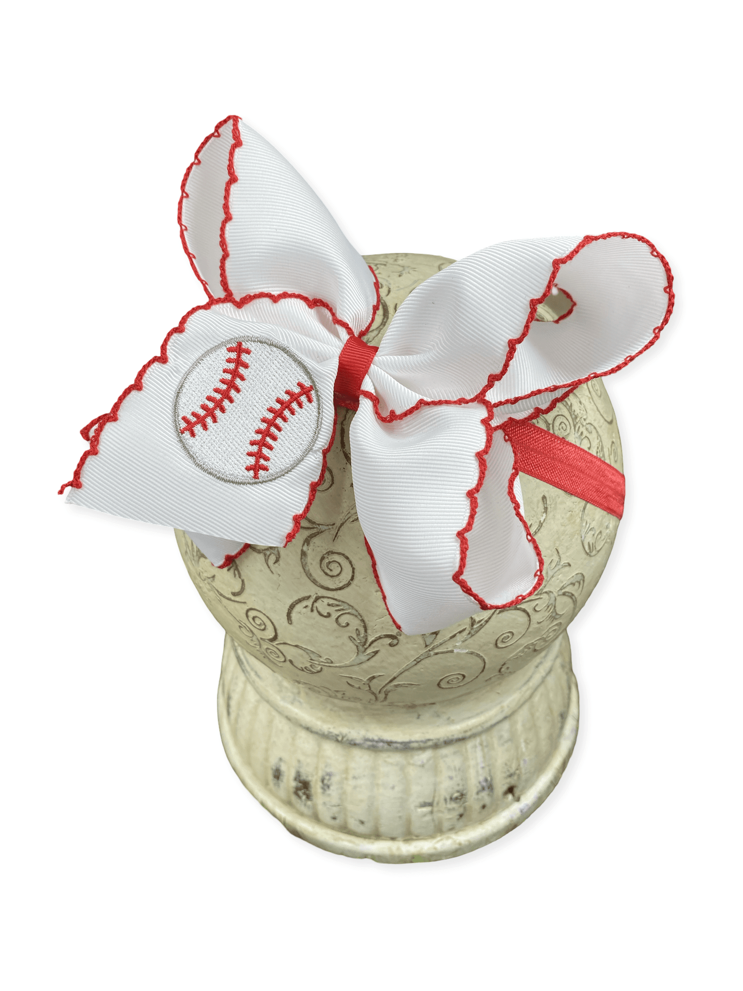 Baseball Moonstitch Embroidered Classic Hair Bow | Clip or Headband